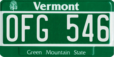 VT license plate OFG546