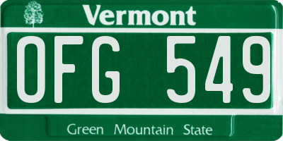 VT license plate OFG549