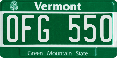 VT license plate OFG550