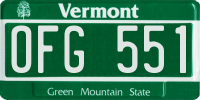 VT license plate OFG551