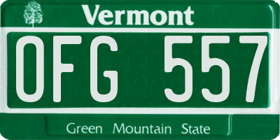 VT license plate OFG557