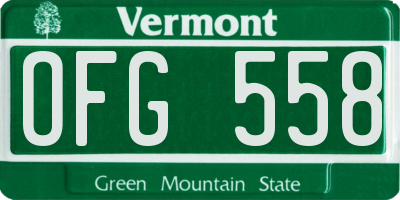 VT license plate OFG558