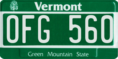 VT license plate OFG560