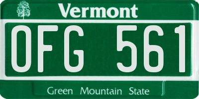 VT license plate OFG561