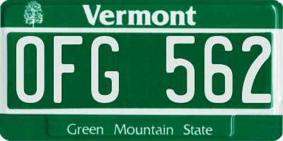 VT license plate OFG562