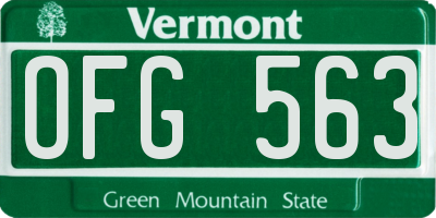 VT license plate OFG563