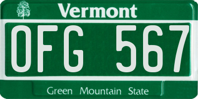 VT license plate OFG567