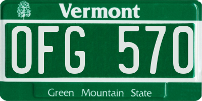 VT license plate OFG570
