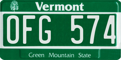 VT license plate OFG574