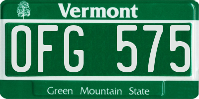 VT license plate OFG575