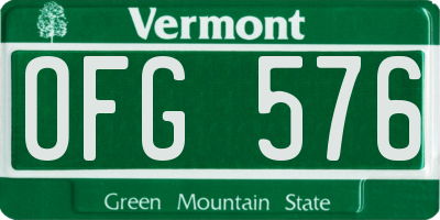 VT license plate OFG576