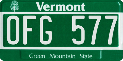 VT license plate OFG577