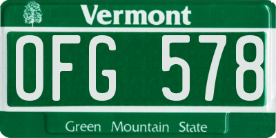 VT license plate OFG578