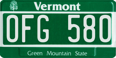 VT license plate OFG580