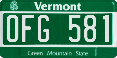 VT license plate OFG581