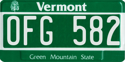 VT license plate OFG582
