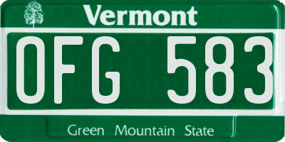 VT license plate OFG583