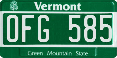 VT license plate OFG585