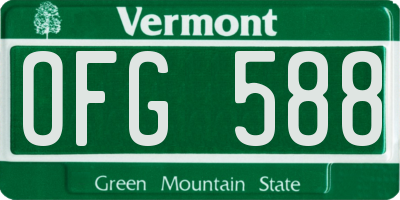 VT license plate OFG588