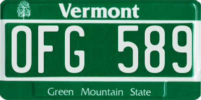 VT license plate OFG589