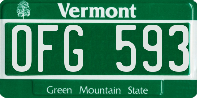 VT license plate OFG593