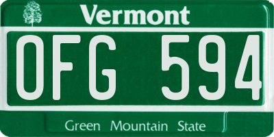 VT license plate OFG594