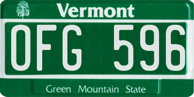 VT license plate OFG596