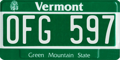 VT license plate OFG597