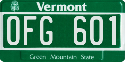 VT license plate OFG601