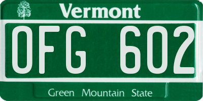 VT license plate OFG602