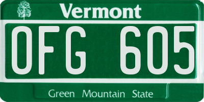 VT license plate OFG605