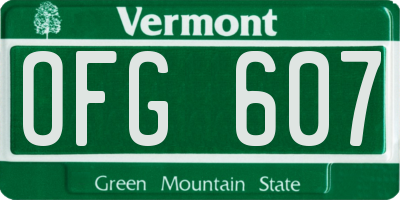 VT license plate OFG607