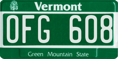 VT license plate OFG608