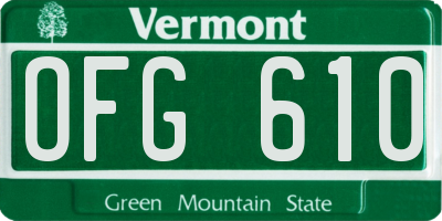 VT license plate OFG610