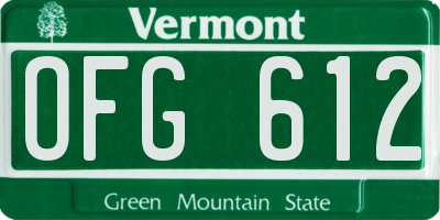 VT license plate OFG612