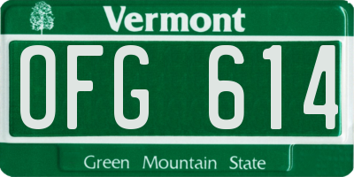 VT license plate OFG614