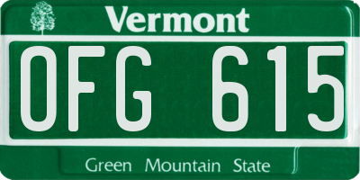 VT license plate OFG615