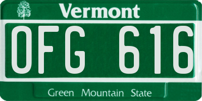 VT license plate OFG616