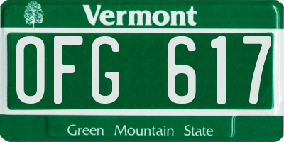 VT license plate OFG617