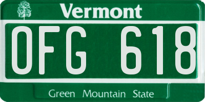 VT license plate OFG618
