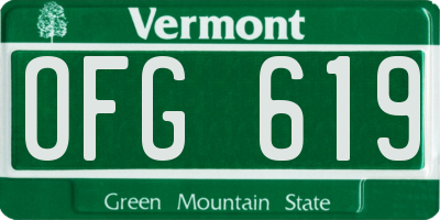VT license plate OFG619