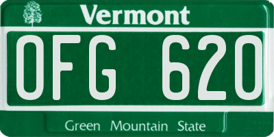 VT license plate OFG620