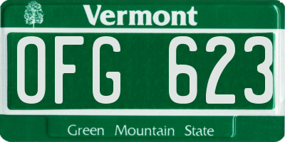 VT license plate OFG623
