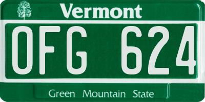 VT license plate OFG624