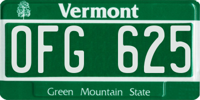 VT license plate OFG625