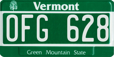 VT license plate OFG628