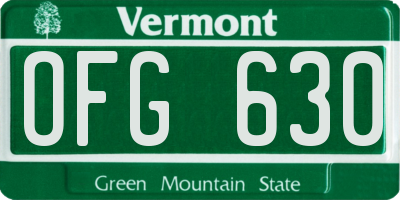 VT license plate OFG630