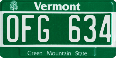 VT license plate OFG634