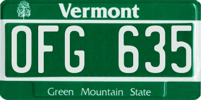 VT license plate OFG635