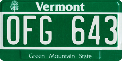VT license plate OFG643